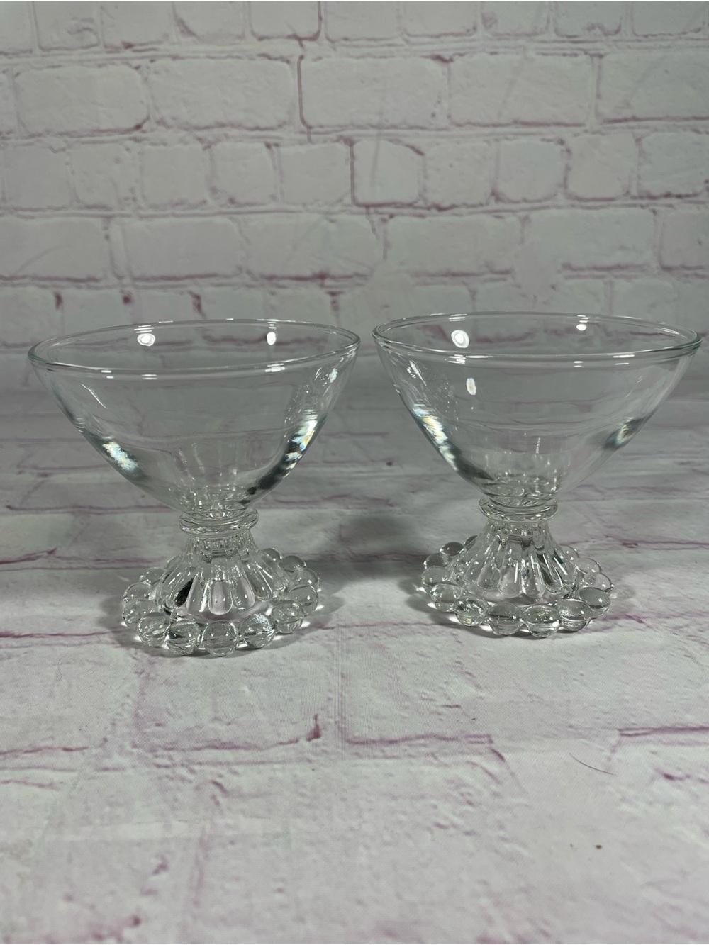 Vintage Anchor Hocking Berwick Boopie Clear Glass Champagne Glass Pair
